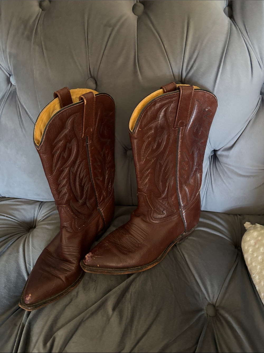 Women's Brown Leather Heeled Western Boots